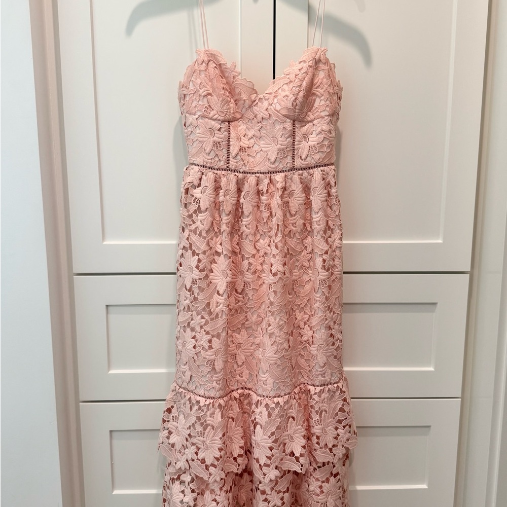 Club Monaco Light Pink Floral Eyelet Lace Midi length Dress | Size 0